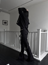 unique strap cargo bootcut pants