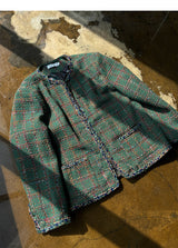 [S/S] Green shine tweed jacket