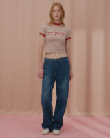 TRIPLE RIBBON RINGER TSHIRT-BEIGE