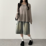 エリンカーペンターポケットバンド付き デニムバミューダパンツ