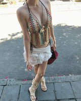 [2-piece ] baroque halter crochet bikini