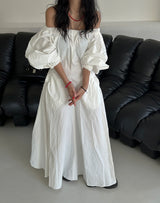 off-shoulder pocket maxi long dress