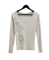 Rose Applique Deep Round Tee