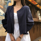[BELLIDE MADE] lルーズフィッティングカラーレスコットンシャツ