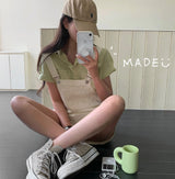 [BELLIDE MADE] Standard semi-cropped short-sleeved shirt & blouse