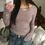 カッカンストライプシャーリングローズリボンTシャツ