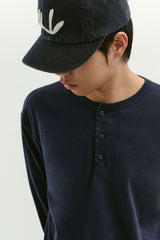 Comfort 3-Button Henley Neck (Navy)