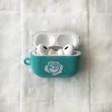 Rose polka dot soda blue white glossy AirPods case