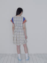 ボタンダブルスリーブT (ブルー)