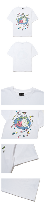 キャット&ドッグインスイートホームTシャツ - ホワイト