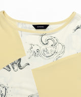 エレメンタルモチーフパッチワークTシャツ _ イエロー