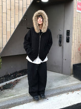 (Lining Brushed) STARRY FUR HOOD ZIP-UP