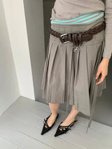 Wide leather chain belt(2c)