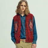 chimayo pattern brushed knit vest brick