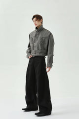 Structured Tie Detail Cropped Jacket