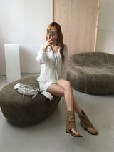 Stud folding flip-flop boots