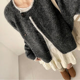 Board Two-Tone Line Emblem Badge Round Cardigan