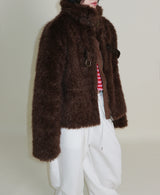 レイチェル 2ベルトディテールショート丈ファージャケット (Lining Quilted)