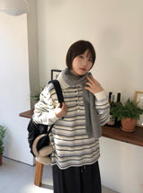 ケンタリーストライプカラーオーバーウールニット