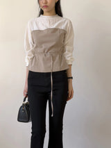 [Belt SET] Souffle Pintuck Layered Blouse