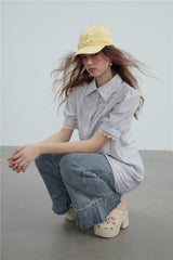 Unique Flare Long Linen Blouse
