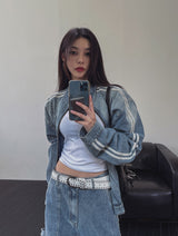 Wings Track Gradient Pinch Denim Jacket