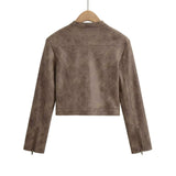 Bern Curve Panel Crop Leather Jacket