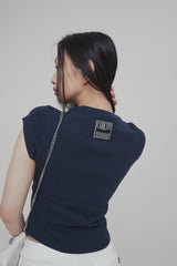 C 90S ラインベーシックTシャツ_ネイビー