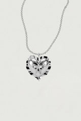 [925SILVER] CUSHION HEART RIBBOON NECKLACE