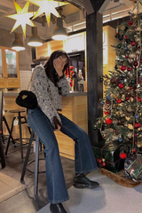 High-waisted skinny flared jeans