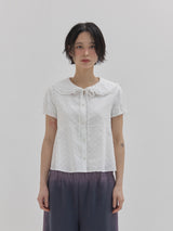 ベンテッドペターパンカラーブラウス (White)