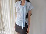 hands button unbalanced scarf bl