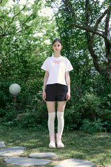 リボンアプリケーTシャツ(3 COLORS)