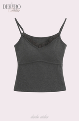 Royal Charcoal Frill Training Three-Piece Setup (Cardigan+Sleeveless+Pants)