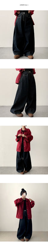[Short & basic choice*] pai 3カラー サイドピンタックデニムワイドパンツ