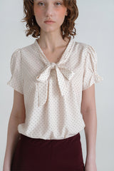 Dot button blouse_ivory