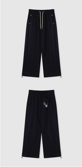 Angel Wing Star Pocket Embroidery Wide Banding Pants