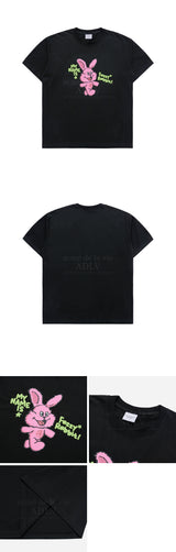 [24SS] マイネームイズファジーラビット半袖Tシャツ BLACK