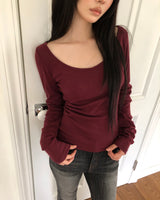 プニ コントラスト レイヤード ロングスリーブ Tシャツ