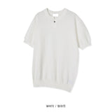 LMN Sufima Waffle One Button Short Sleeve Knit (4 colors)