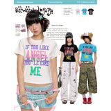 BETWEENAND Summer Short-Sleeve American-Style Tri-Color Letter Concept T-Shirt for Women – Versatile Top, 2026 New Release