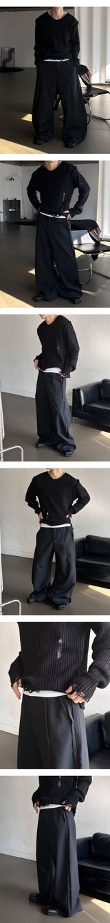 [Unisex] ワイドオーバーフレアスラックス(2color)