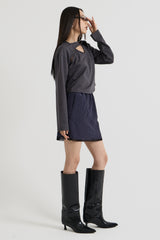 Cotton Layered Long Sleeve T-Shirt, Charcoal