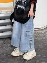  cargo buckle bermuda denim pants