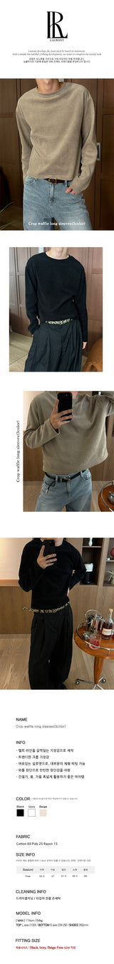 Crop waffle long sleeves(3color)