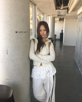 レイヤードラインスカートパンツ
