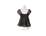 Rijin Flower Frill Flare Chiffon Blouse