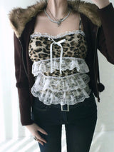 Brown knit zip-up