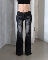Rose dark blue low bootcut jeans