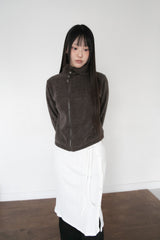 neck 3 Button fluffy hood zip-up(3colors)